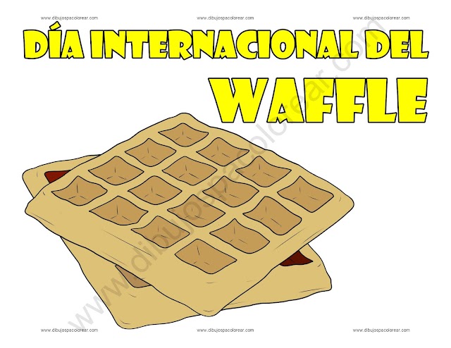 Día Internacional del Waffle dibujo a color y para colorear